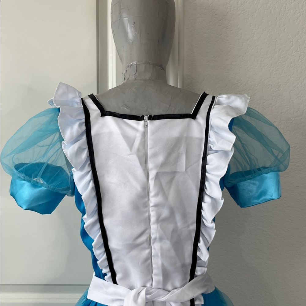 Leg Avenue Alice in Wonderland Apron Blue Tulle Costume Outfit Midi Dress - Picture 5 of 8